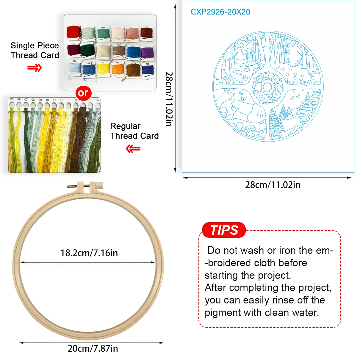 1 Stück 20X20CM/15X15CM 7,87/6,3 Zoll Vier Jahreszeiten Stickerei Starter-Kit DIY-Kit DIY-Stickerei-Set Handarbeiten Malerei – Detail 5