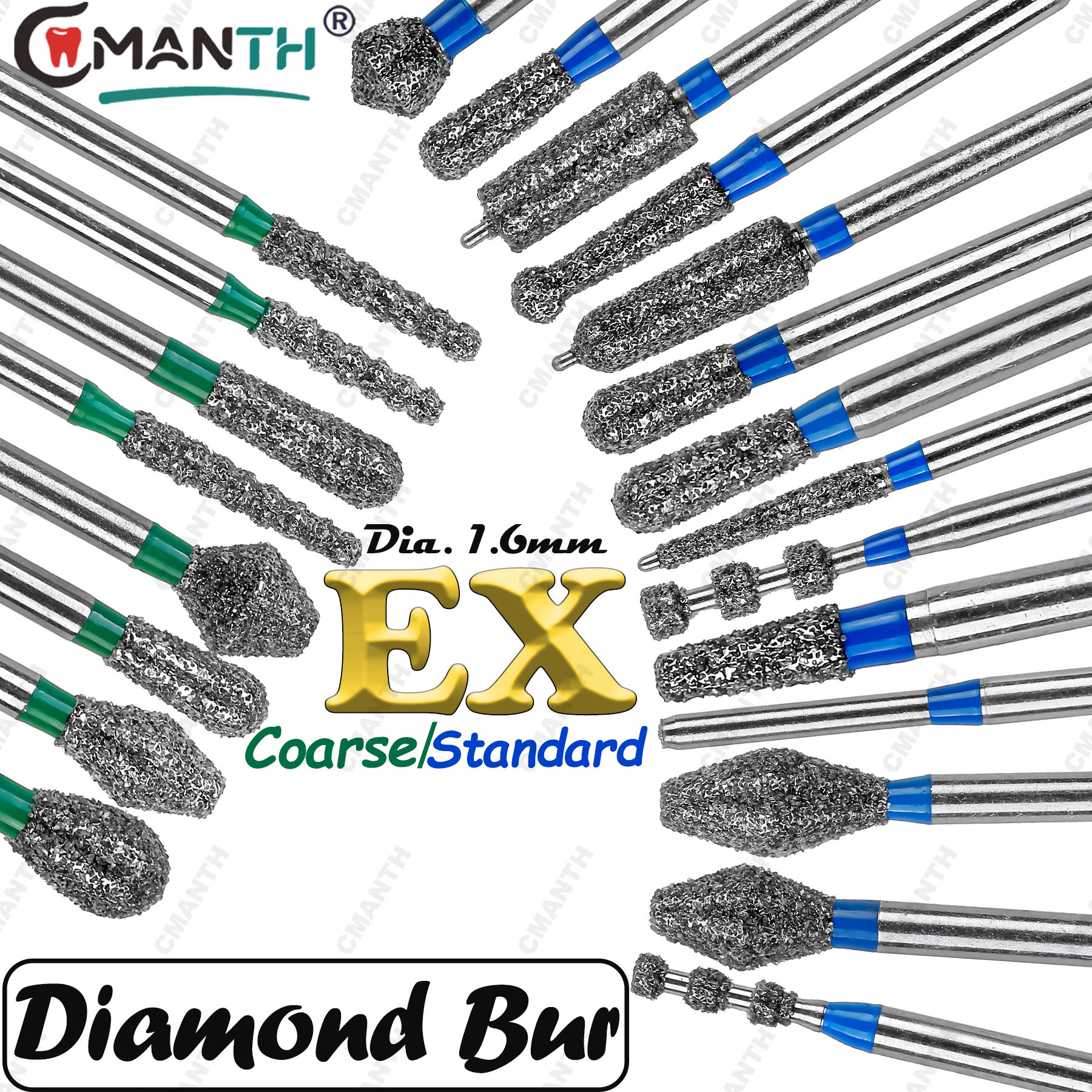 

Стоматологические алмазные боры EX типа, стандартные/грубые стоматологические клубники для высокоскоростных наконечников, полировальный бор, инструмент для стоматолога