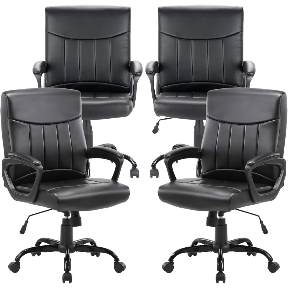 

Mid Back Leather Office Executive Chair with Lumbar Support and Padded Armrestes Swivel Adjustable Ergonomic Design for