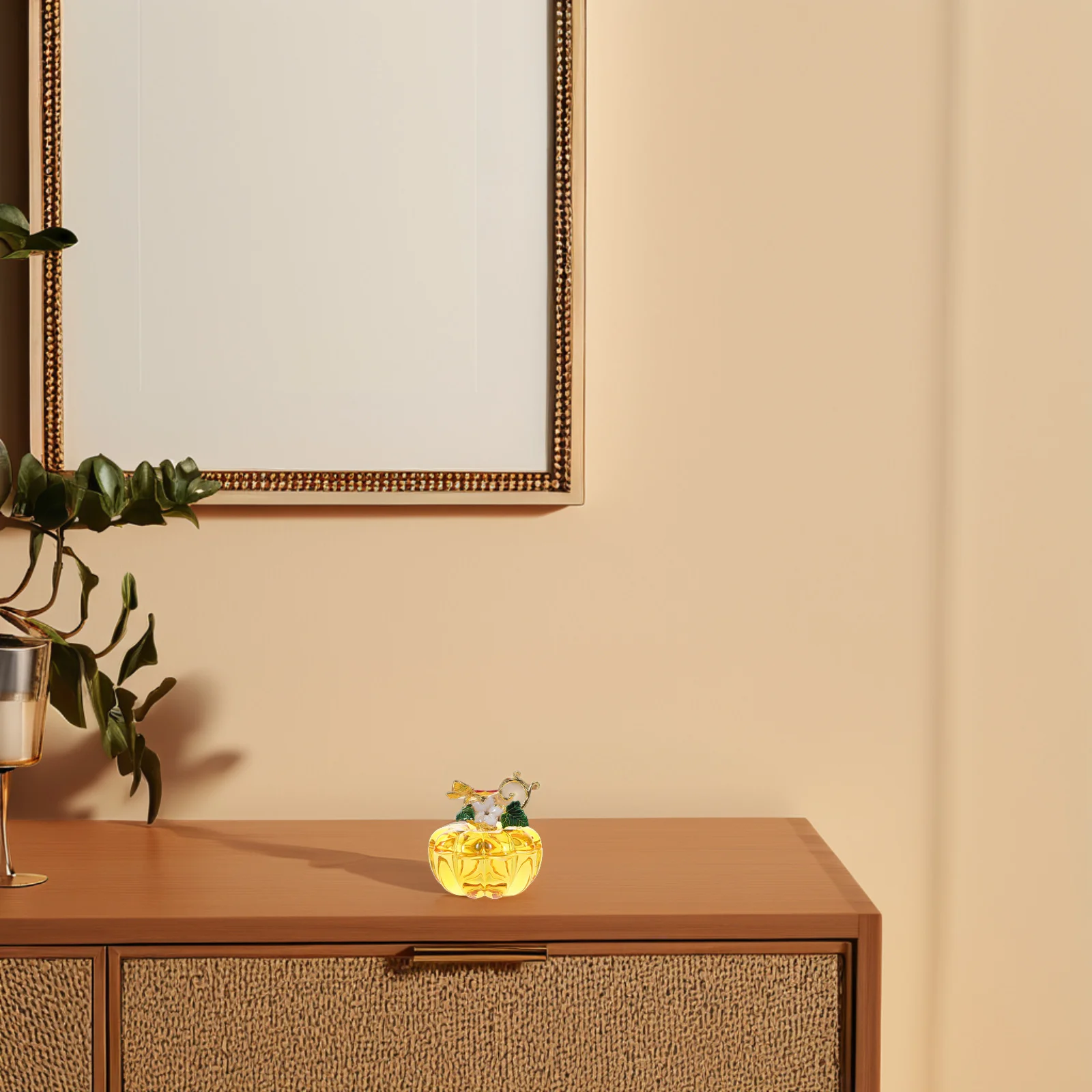 

Pumpkin Rings Holder Mini Glass Pumpkins Halloween Ornaments Artificial Figurines