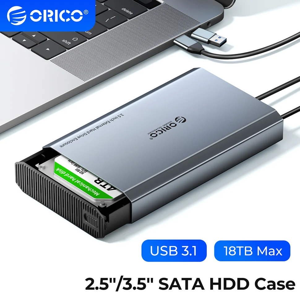 

Корпус жесткого диска ORICO 2,5'' 3,5" SATA USB 3.2 Gen 2 SSD HDD Внешний корпус Тип C Крышка HD Storage Box Дом для ПК Ноутбук