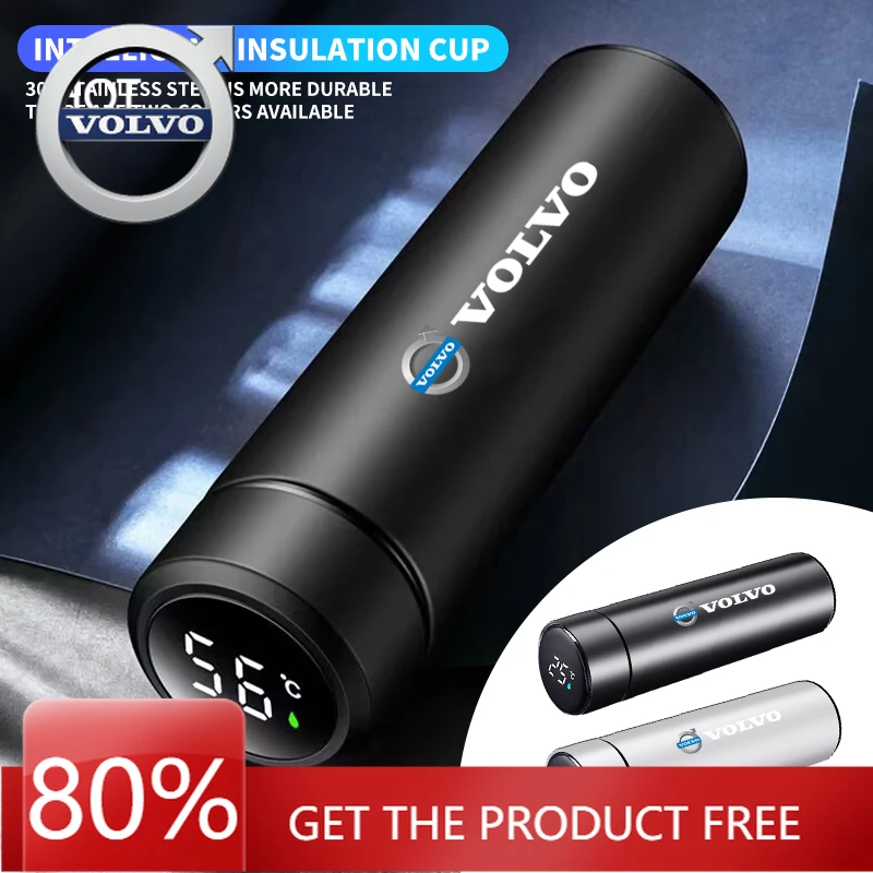 

Эмблемы 2026 Новые для Volvo 500 мл Интеллектуальный термос с температурой Спортивная чашка для воды для Volvo R Design Xc60 V60 S60 V40 V50