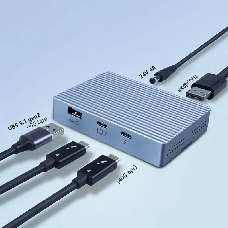 652F 40Gbps Dock Station Double Bay NVME 2280 SSD Enclosure Expansion Adapter Case