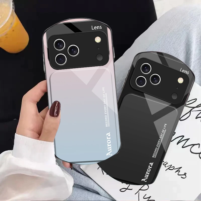 

Blue gray gradient color For iPhone 17 16 15 14 Pro 13 Plus 12 mini 11 Pro Max XR X S 7 8 Elliptical Tempered Glass Phone Case