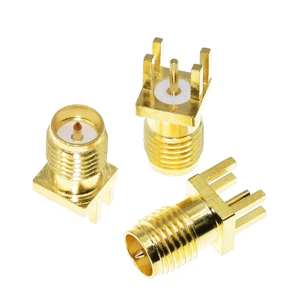 TZT 10Pcs SMA Female / Male Jack Solder 1.6mm Nut Edge Clip Straight Mount Gold Plated RF Connectors Receptacle Solder