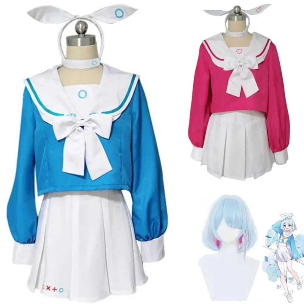 

Anime Game Blue Archive Arona Cosplay Costume Wig Japanese JK School Uniform Skirt Woman Sexy Kawaii Party Halloween Sailor Suit