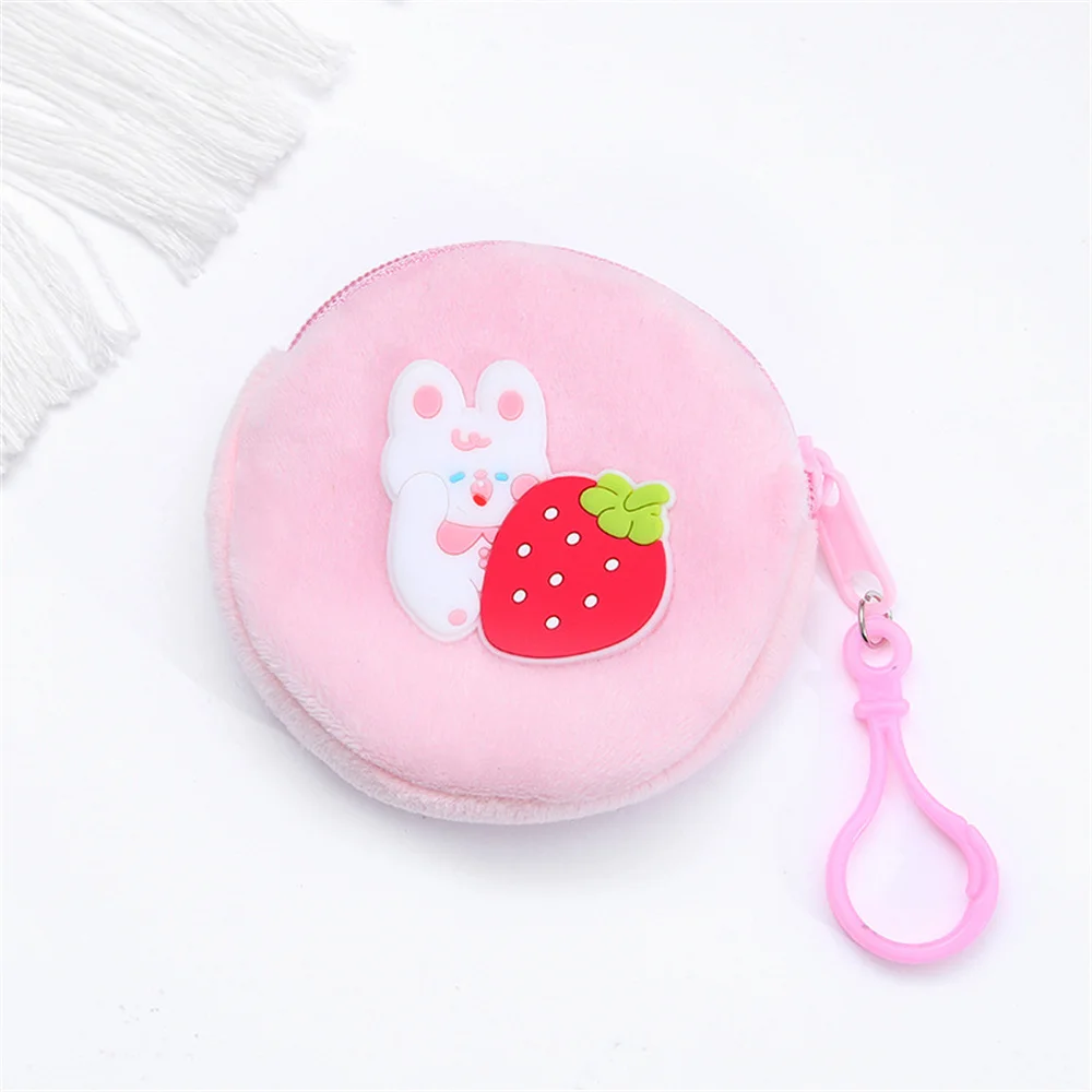 Cartoon Plush Coin Purse Girls Children Small Wallet Kid Zipper Change Money Bag Mini Headphone Key Bag Keychain Pendant Pouch