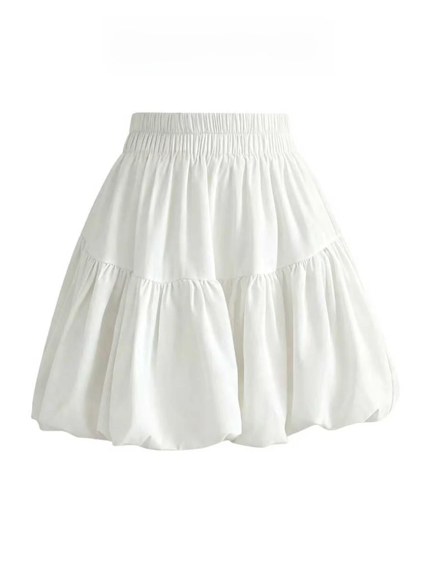 White Flower Bud Cake Skirt Women's Summer 2026 New Sweet Small Size Cloud Bubble Puffy Short Skirt Girl's High Waist A-Line ...