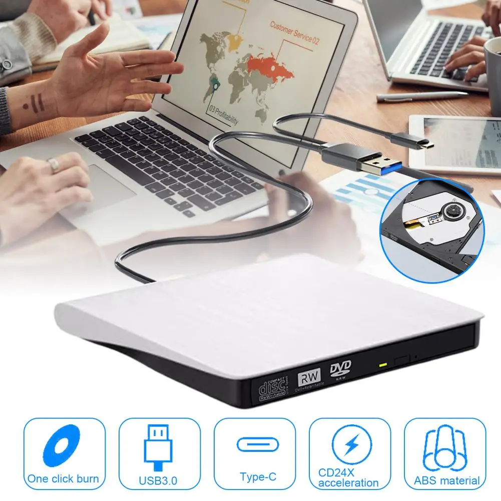 External DVD Drive One click Burning Rewritable Type C USB 3 0 DVD/VCD/Compact Disc RW Burner Writer Computer Accessories