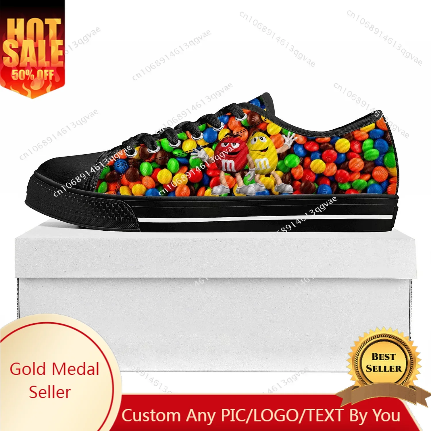 M Chocolate Cartoon Low Top Sneakers Mens Womens Teenager High Quality Canvas Sneaker Prode Casual Couple Shoes Custom Shoe