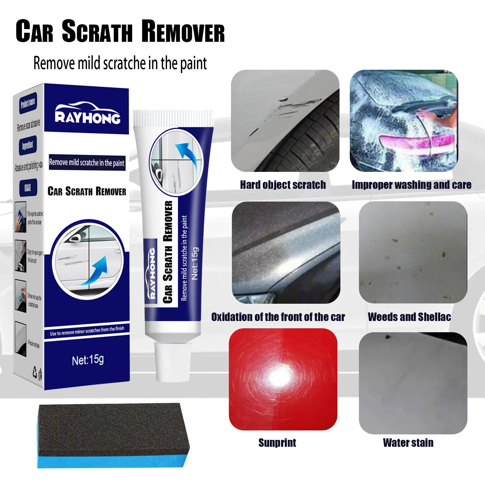 Car scratch remover, scratch remover, polishing agent, paint surface refurbishment, repainting, remover scratch remover