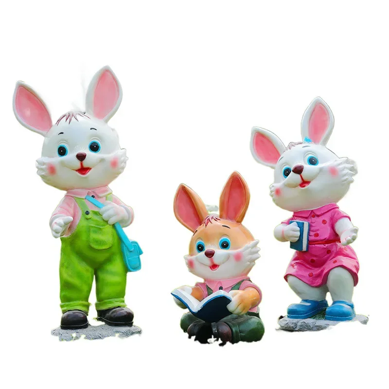 

Outdoor garden courtyard cartoon rabbit fiberglass sculpture park kindergarten garden sketch decorative ornament landscape