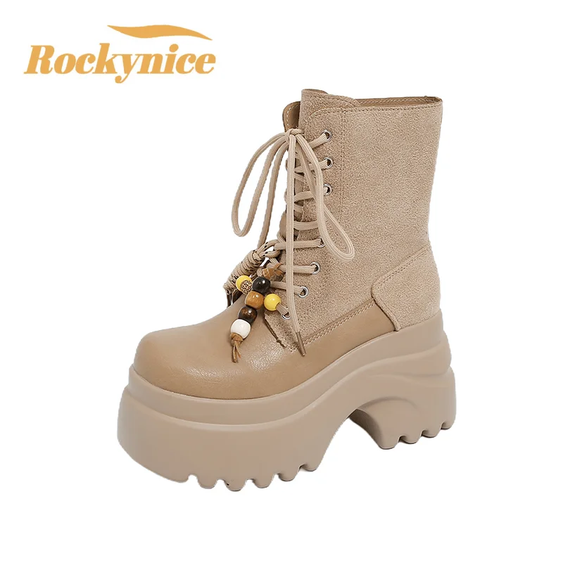 

Женские мотоциклетные ботинки на толстой подошве 9 см, ботильоны на высокой платформе и каблуке, осень-зима 2024, современные короткие ботильоны, Zapatos De Mujer