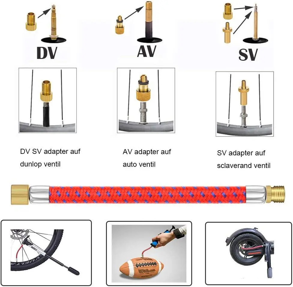 Fahrrad-Luftventil-Adapter-Set Fahrradventil-Set SV AV DV Fahrradpumpe – Detail 6