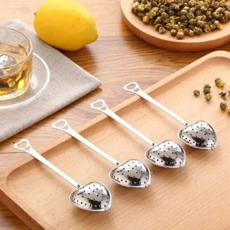 DHL 200 pcs/ lot hot sale Love Heart Shape Style Stainless Steel Tea Infuser Teaspoon Strainer Spoon