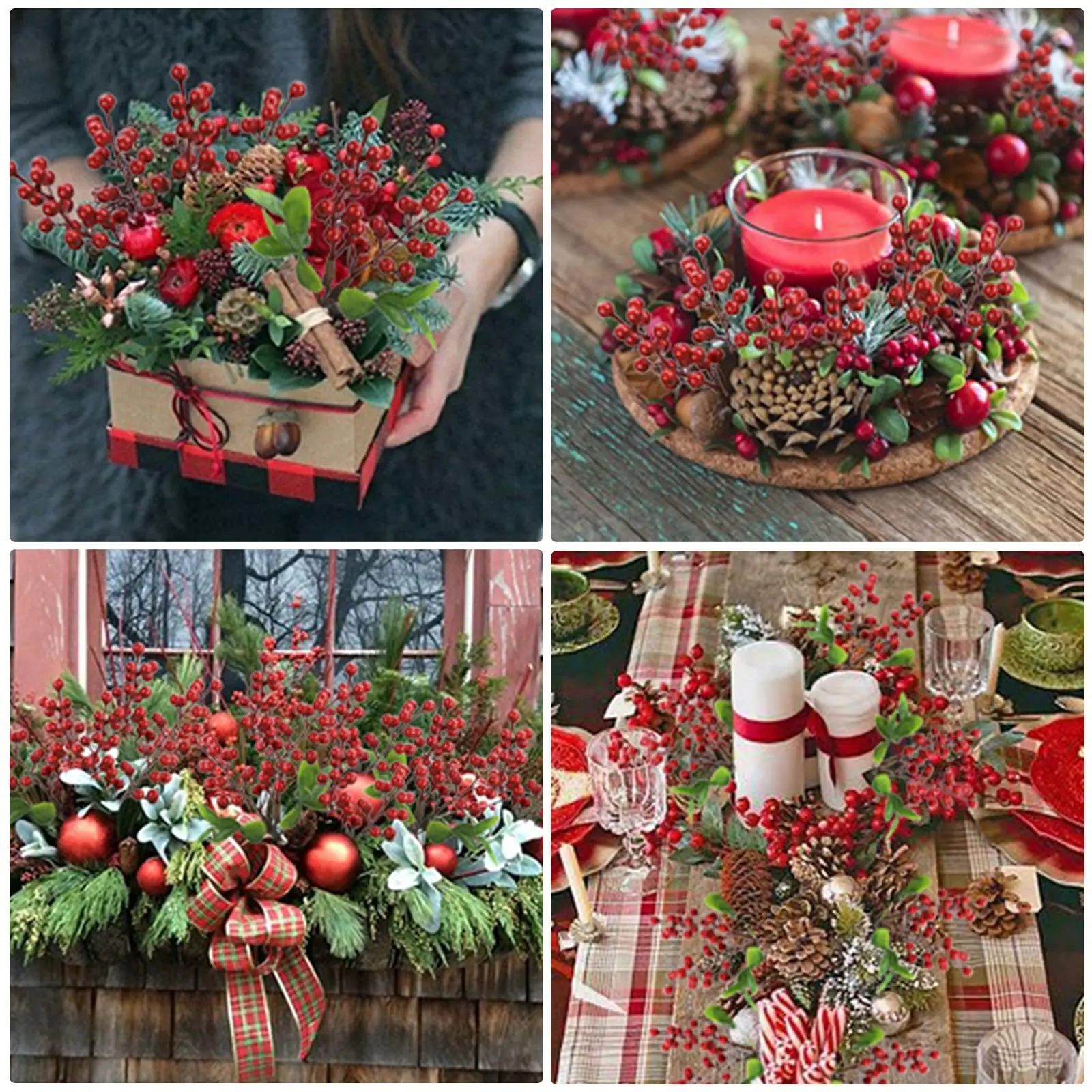 Christmas Artificial Plant Faux Berry Plastic Fake Branch Wreath Simulation Blueberry Home Hotel Cafe Home Decor New Year Prop