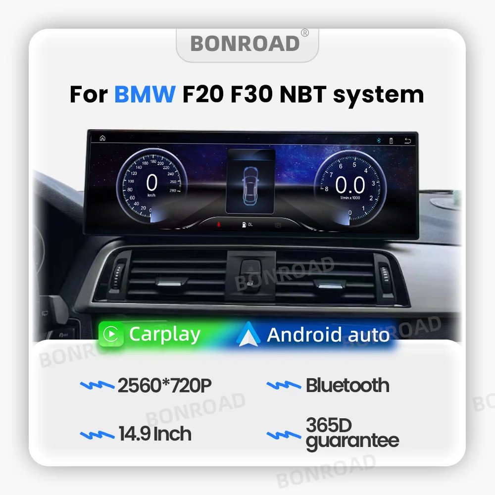 BONROAD Autoradio Multimediale Wireless CarPlay Android Auto con Schermo Touch Linux da 14.9 Pollici per BMW Serie 1 2 3 4 F20 F21 F22 F23 F30 F31 F32 F33 F34 F36 F82 Sistema NBT