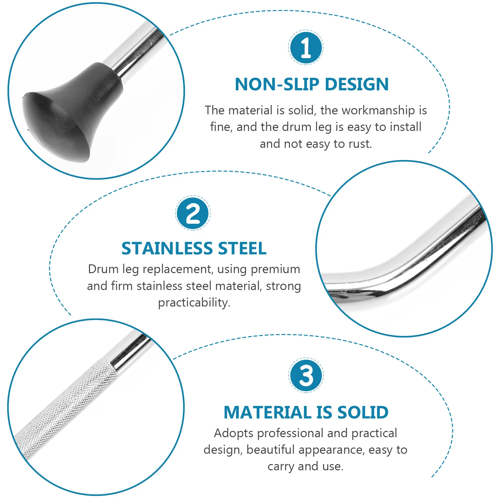 

Drum Leg Accessories Accessory Support Fall to The Ground Parts Stainless Steel
