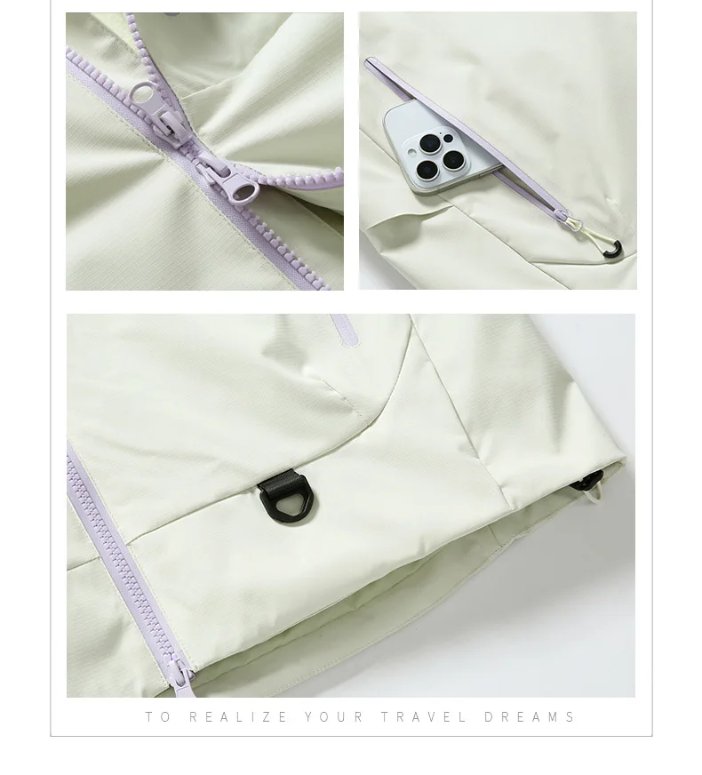 Wind- und wasserdichte Outdoor-Jacken zum Wandern, Camping, Angeln, Bergsteigen, mit Fleece gefütterte, wind- und wasserdichte Mäntel – Detail 15