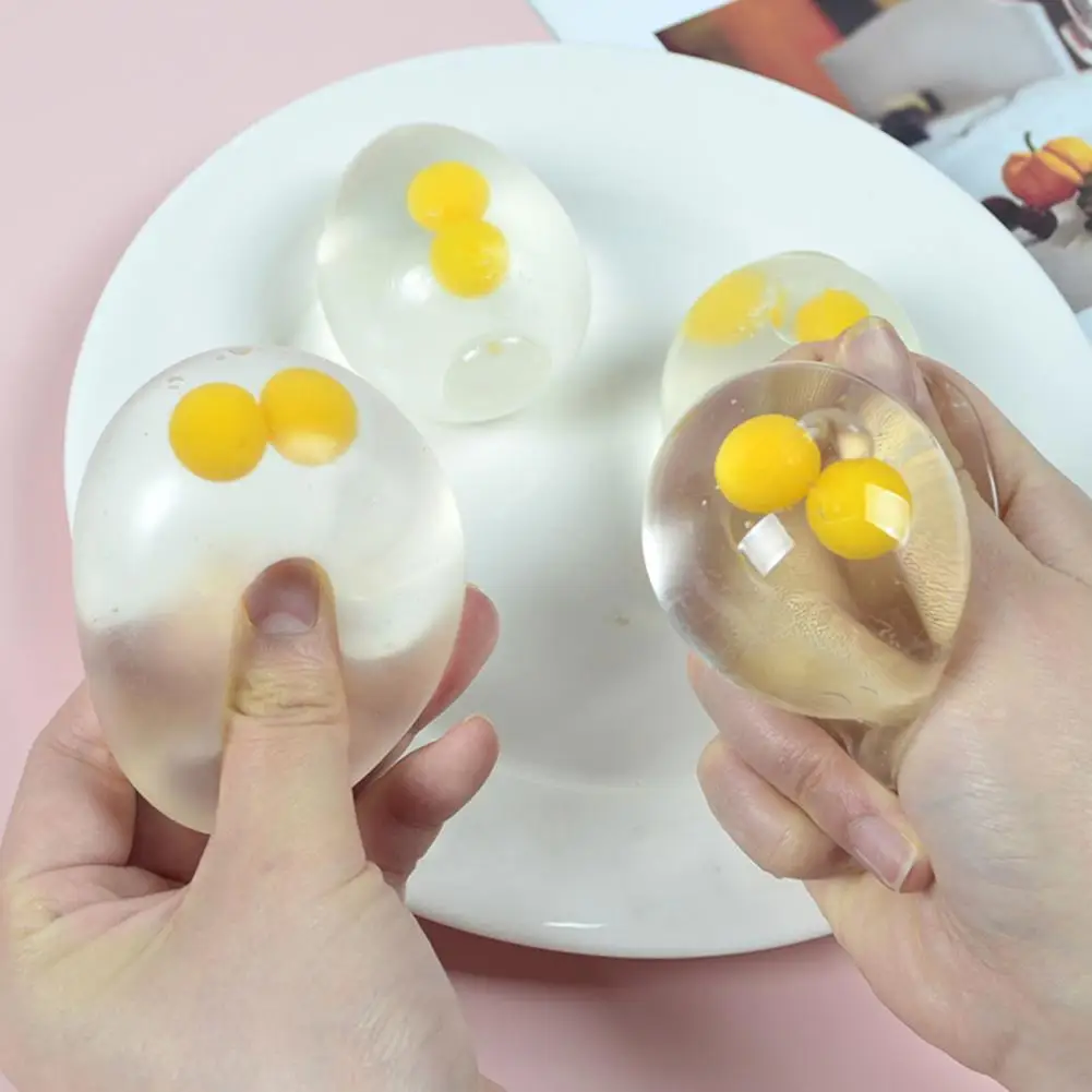 Office Desk Stress Toy Transparent Egg Stress Relief Toy Squeeze Fidget Sensory Ball Anxiety Boredom Calming Handheld Gadget