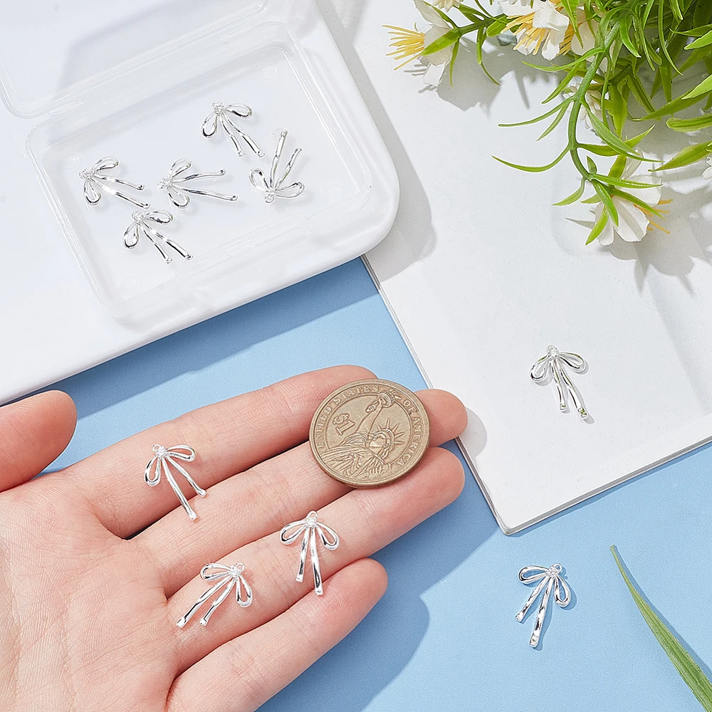 مجموعة واحدة مكونة من 5 أزواج من المعلقات الزركونية المكعبة الشفافة المصنوعة من النحاس، خالية من النيكل، فضي فيونكة، 19 × 13 × 2.5 مم، الفتحة: 1 مم #3