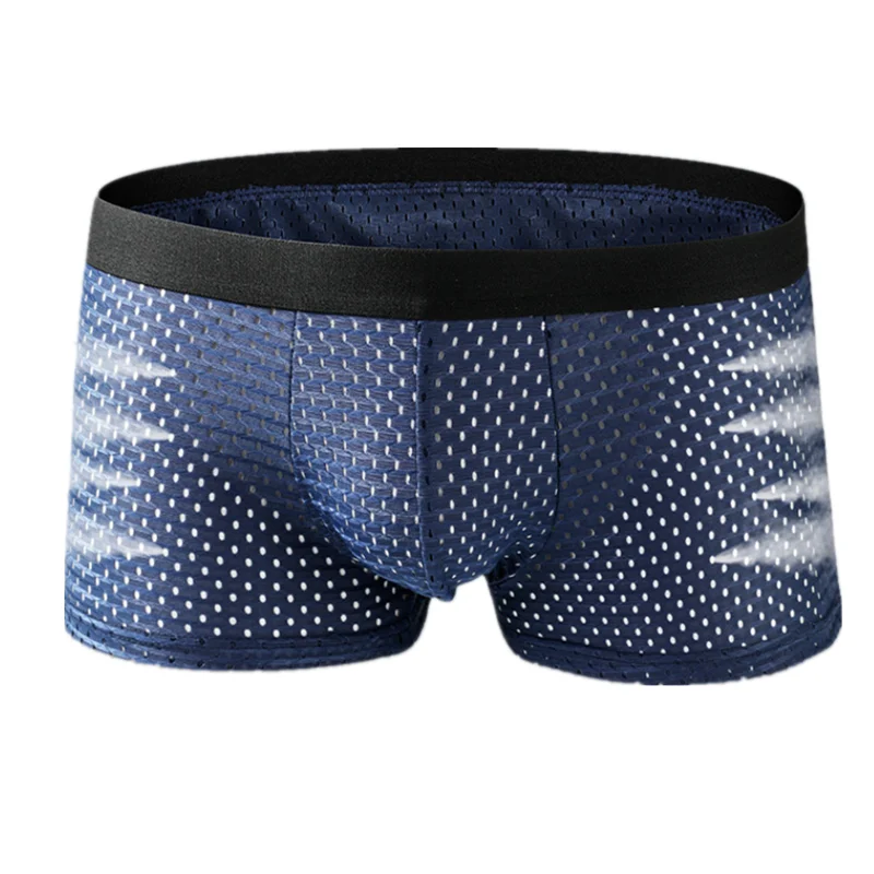 

Men's Underwear Boxers Shorts Homme Breathable Ice Silk Mesh Panties Man Solid U Convex Pouch Underpants Male Cueca Calzoncillo