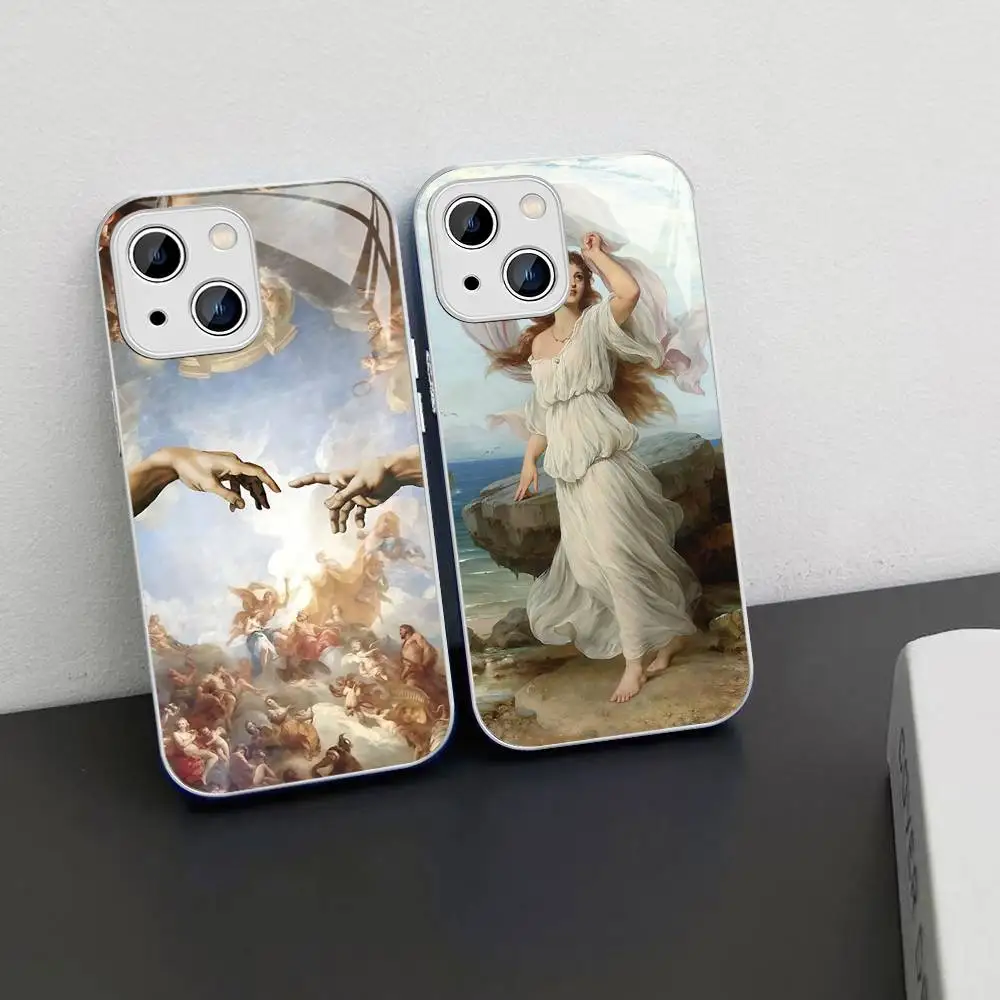 

Renaissance Art Painting Phone Case Tempered Glass For Iphone 14 13 12 11 Pro Mini XS MAX 14Plus X XS XR Cover