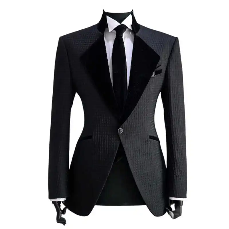 Formal Man Tuxedos Jacquard 2 Piece Set Jacket Pants Men Suit Classic Fit Single Breasted Evening Wedding Groom Customized image 4