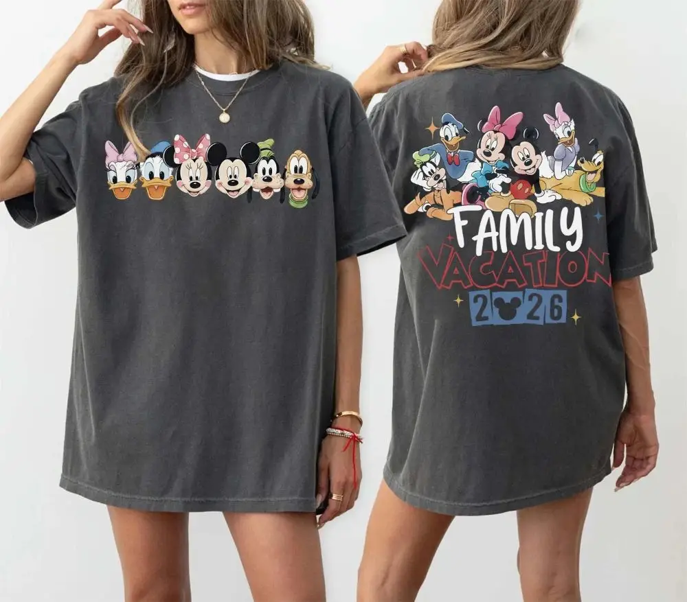 Camiseta de Algodão com Estampa de Leopardo Mickey e Amigos para Mulheres, Camiseta de Verão de Manga Curta, Casual, Estilo de Rua para Casais