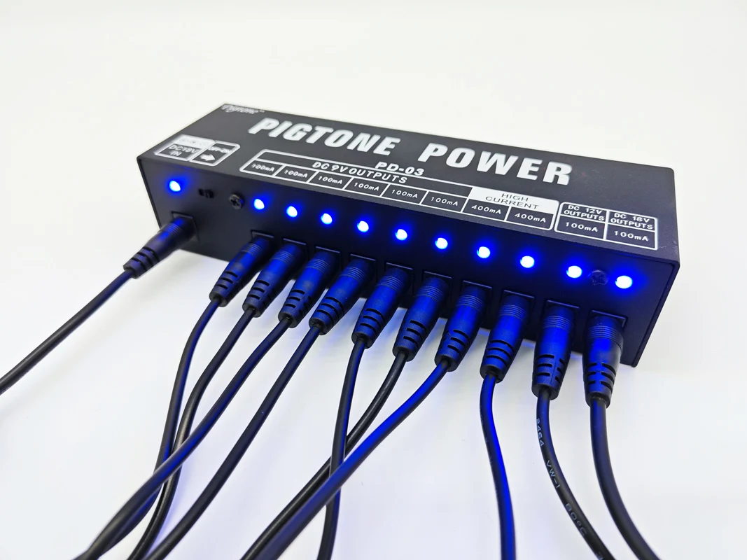 Pigtone PD-03 10 웨이 출력 9V/12V/18V 전압 보호 기타 효과 페달 보드 전원 공급 장치 기타 액세서리