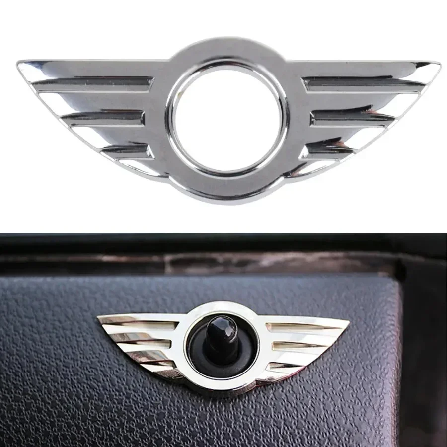 1Pc Car Interior 3D Chrome Emblem Silver Sticker Auto Door Lock Handle Decoration Accessories for BMW MINI R50 R53 R56