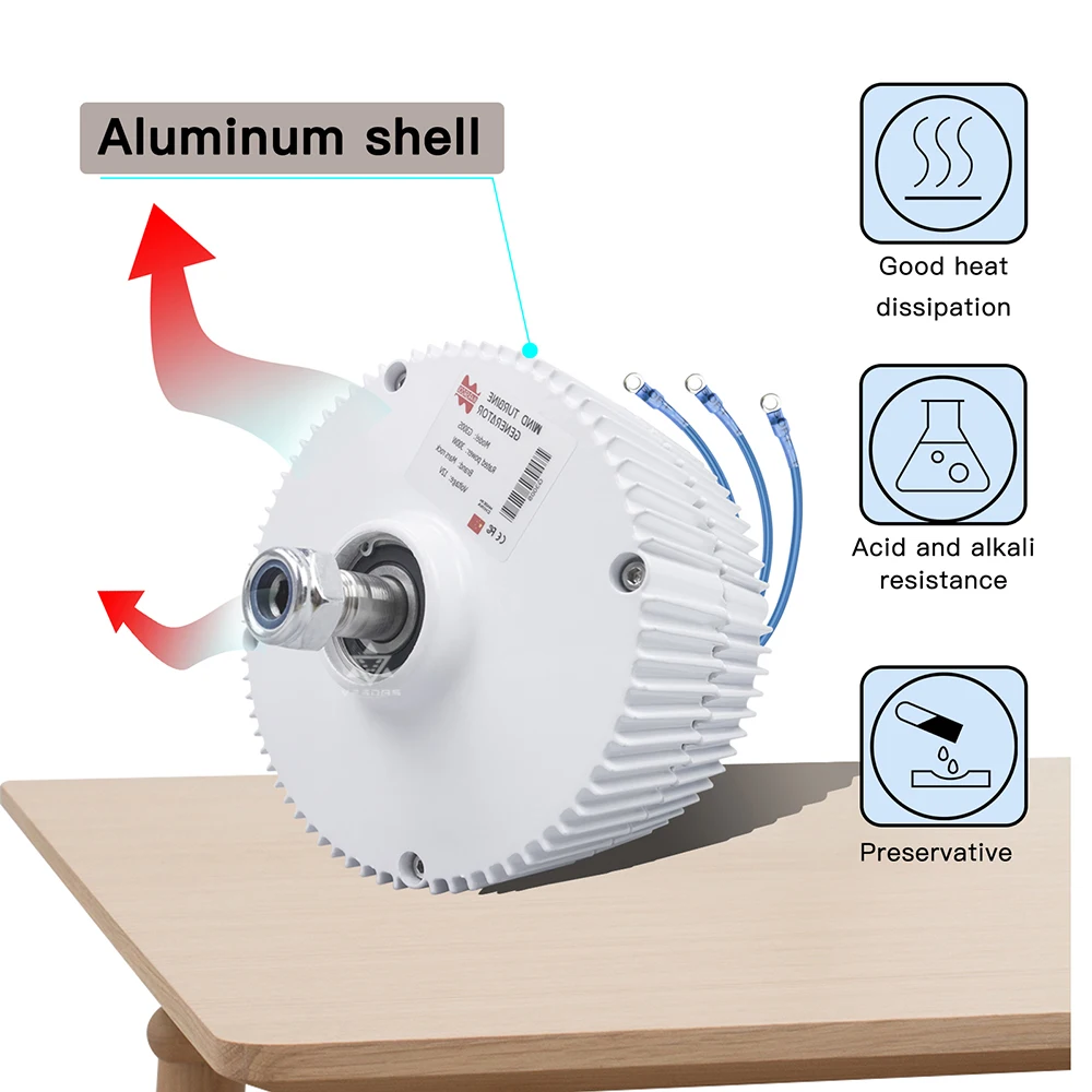 Imagem -03 - Gerador de Ímã Permanente Alternador ac para Turbina Eólica Vertical 400w 600r m 12 v 24v