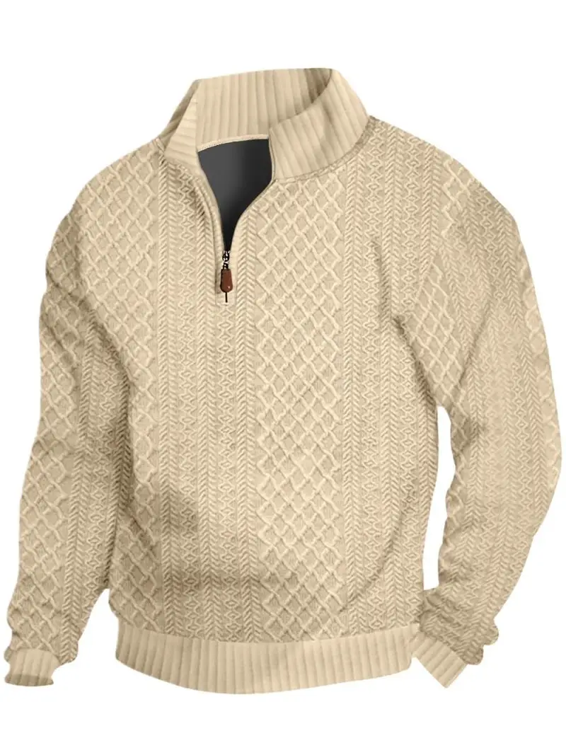 

cross-border hot-selling autumn and winter men's casual stand-up collar long-sleeved jacquard knitted pullover sweater