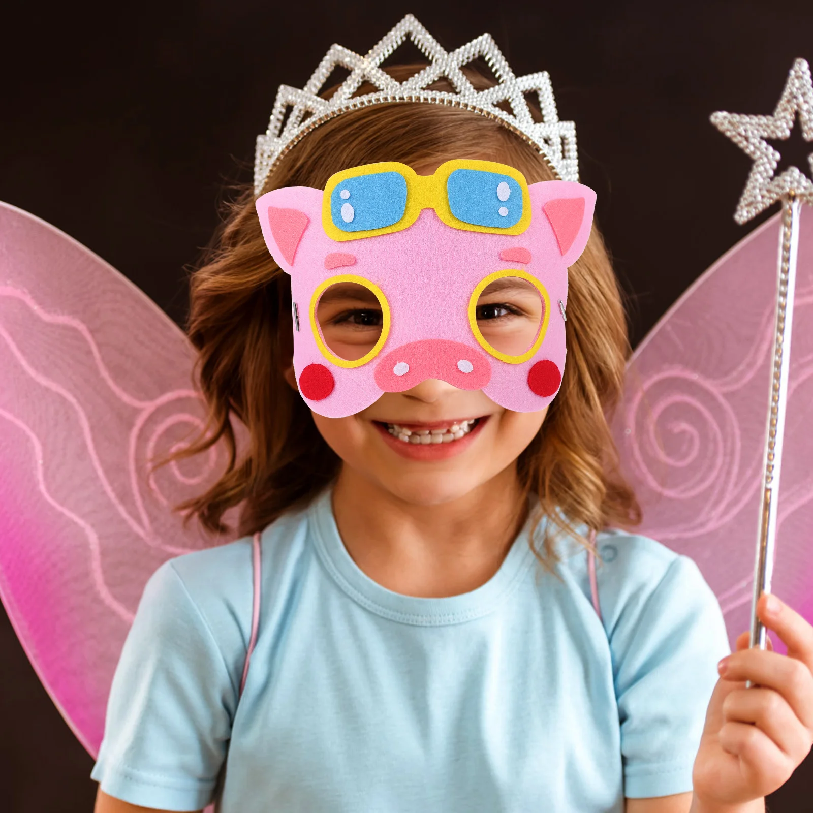 10pcs Cartoon Animal Masks Half Face Non-Woven Funny Halloween Cosplay Mask Bright Elastic Headband For