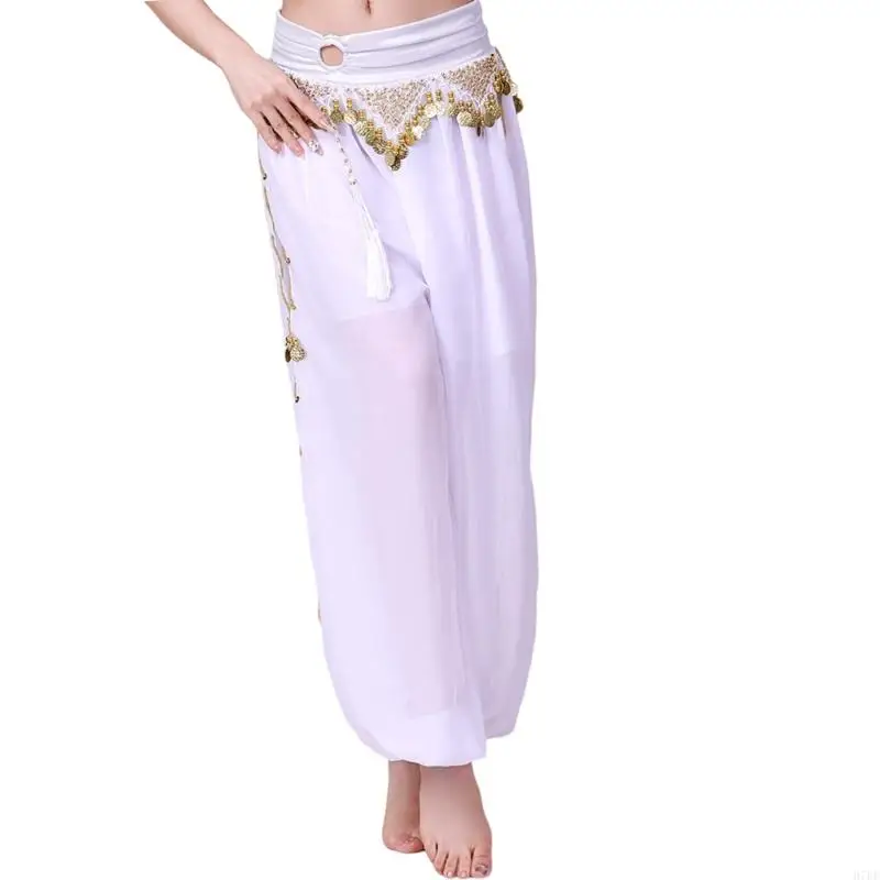 Costumes danse du ventre Belly Dance Coin Lantern Pants Split Sequins Harems Pantal