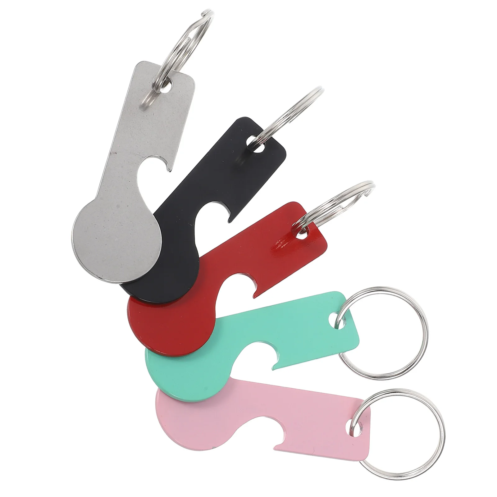 5 pcs Car Token Keychain Stainless Steel Portable Shopping Trolley Coin Keyring MultiUse Grocery Cart Accessories