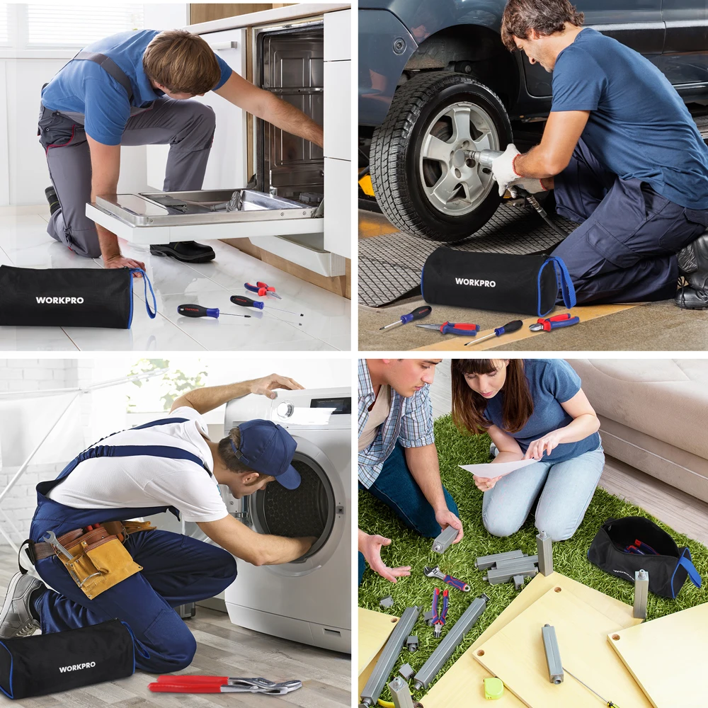 WORKPRO Zipper Tool Bag Utility Tool Pouch Storage Men Portable Handbag Solid Large Capacity Foldable