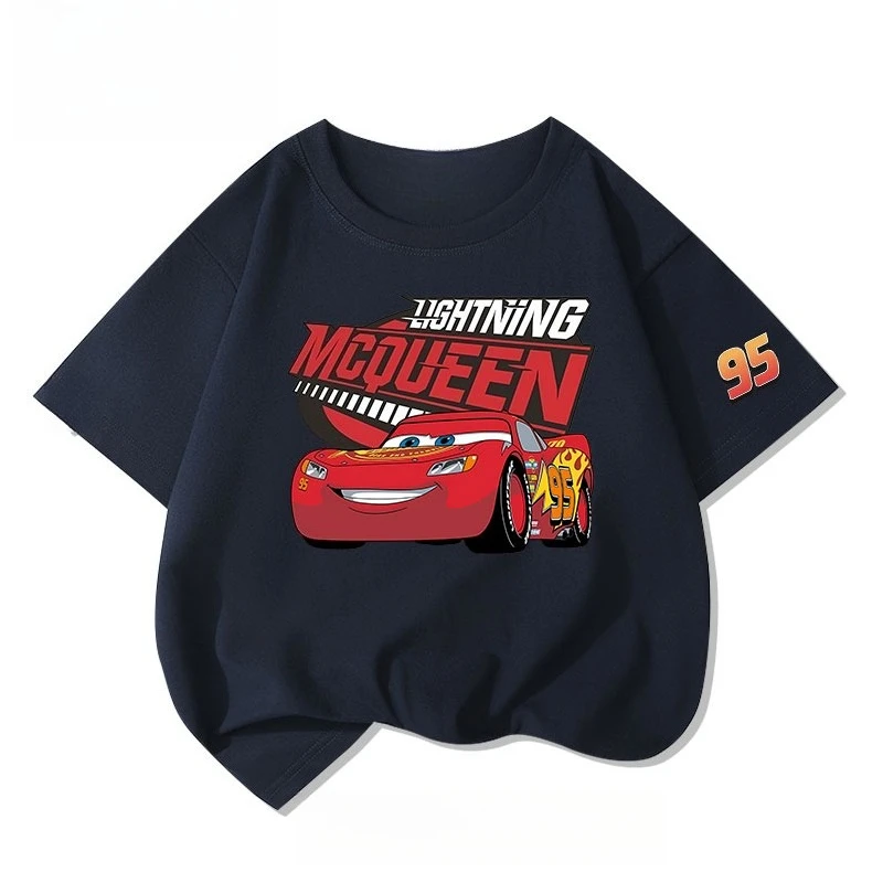 

Легкая хлопковая милая повседневная футболка с короткими рукавами Cars Lightning McQueen для мальчиков и девочек, летний топ