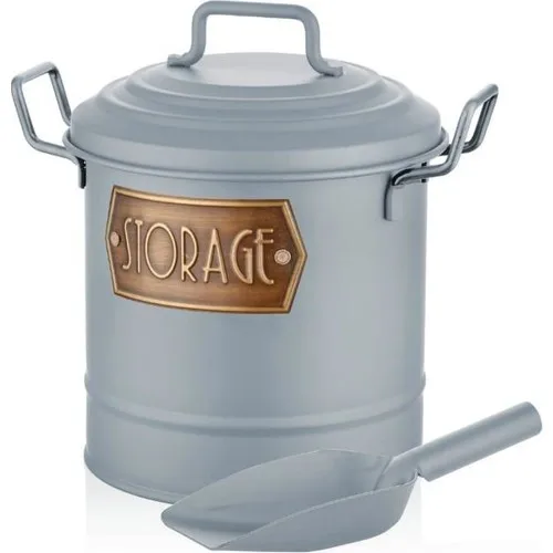 The Mia Galvanized 26 X23CM Legumes Storage Bucket Metallic Gray TKN007