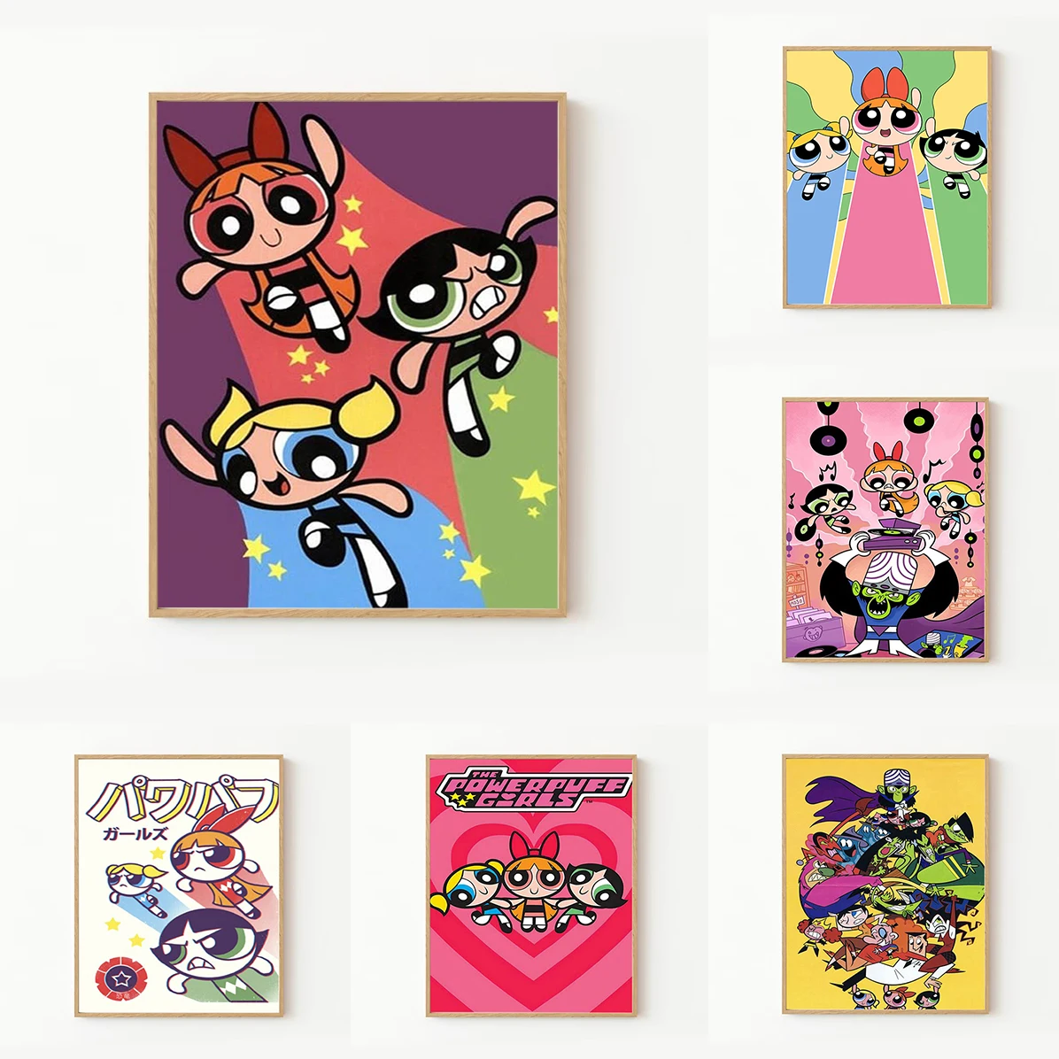 

Wall Art Canvas Painting on Canvas P-Powerpuff Cute Girl Home Decoration Paintings for Bed Room Decor Anime Poster Decorations