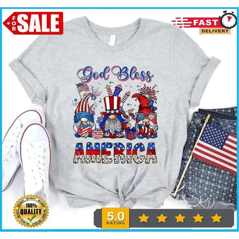 

Футболка God Bless America с забавными патриотическими гномами, американский флаг 4 июля