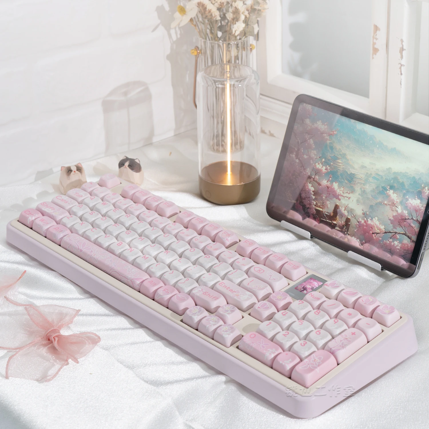 April Fangfei keycaps pink national style classical Chinese round PBT hot sublimation girls mechanical keyboard