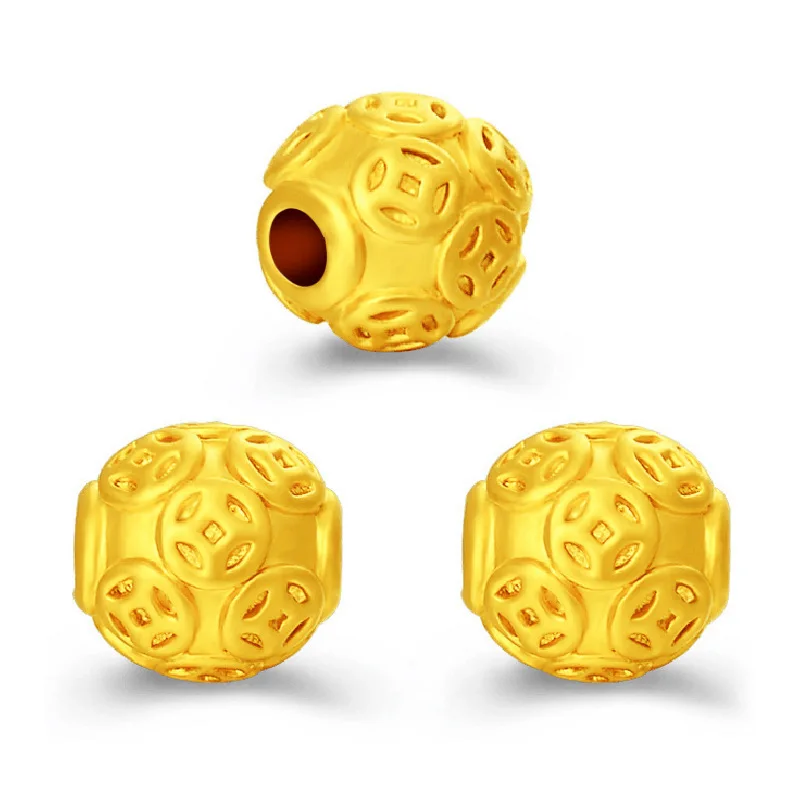 3D Gold Color Plated Vietnam Sand Money Bead Plating Transfer Beads DIY Jewelry Making Loose Beads Bracelet Pixiu Accessories