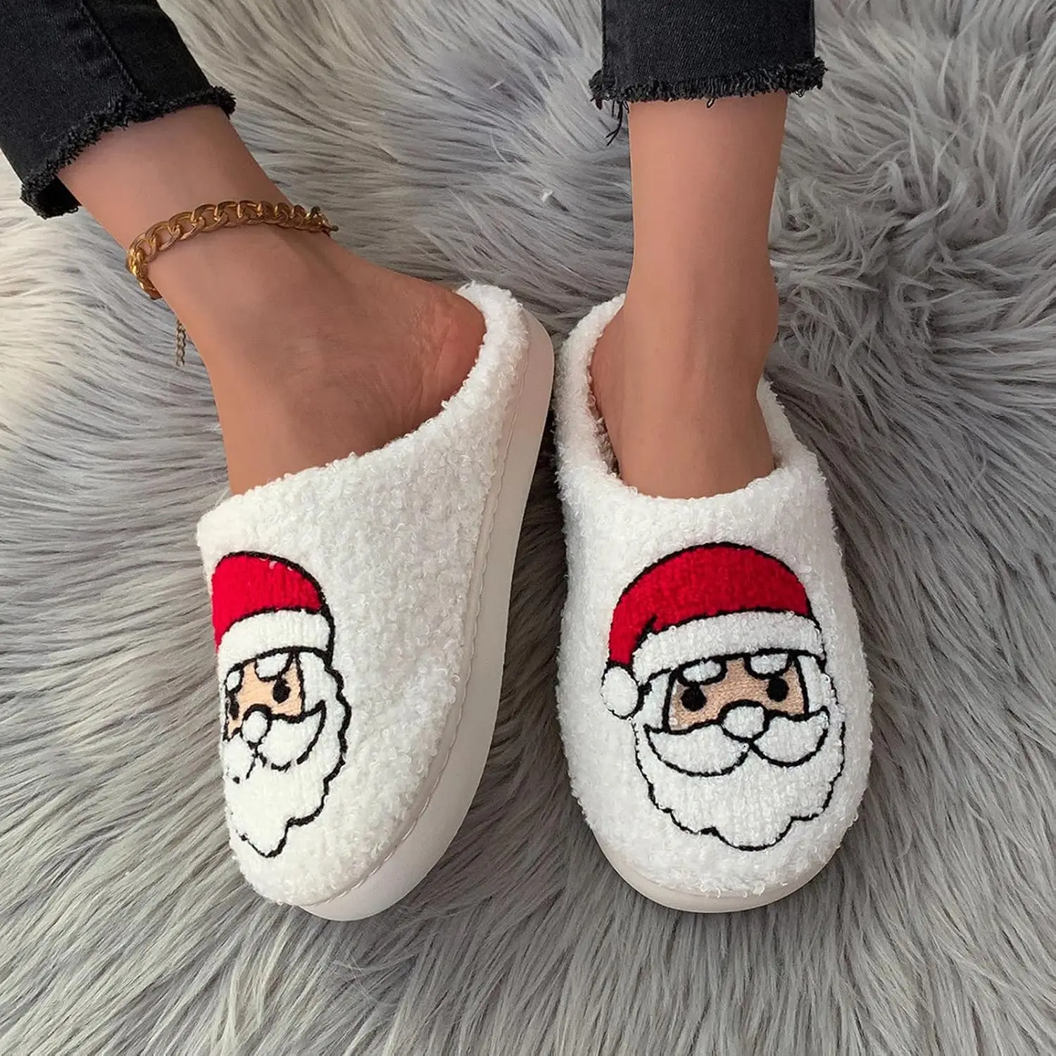 Christmas Slippers Plush Non-Slip Home Shoes Fleece Lined Warm Footwear - Image 5