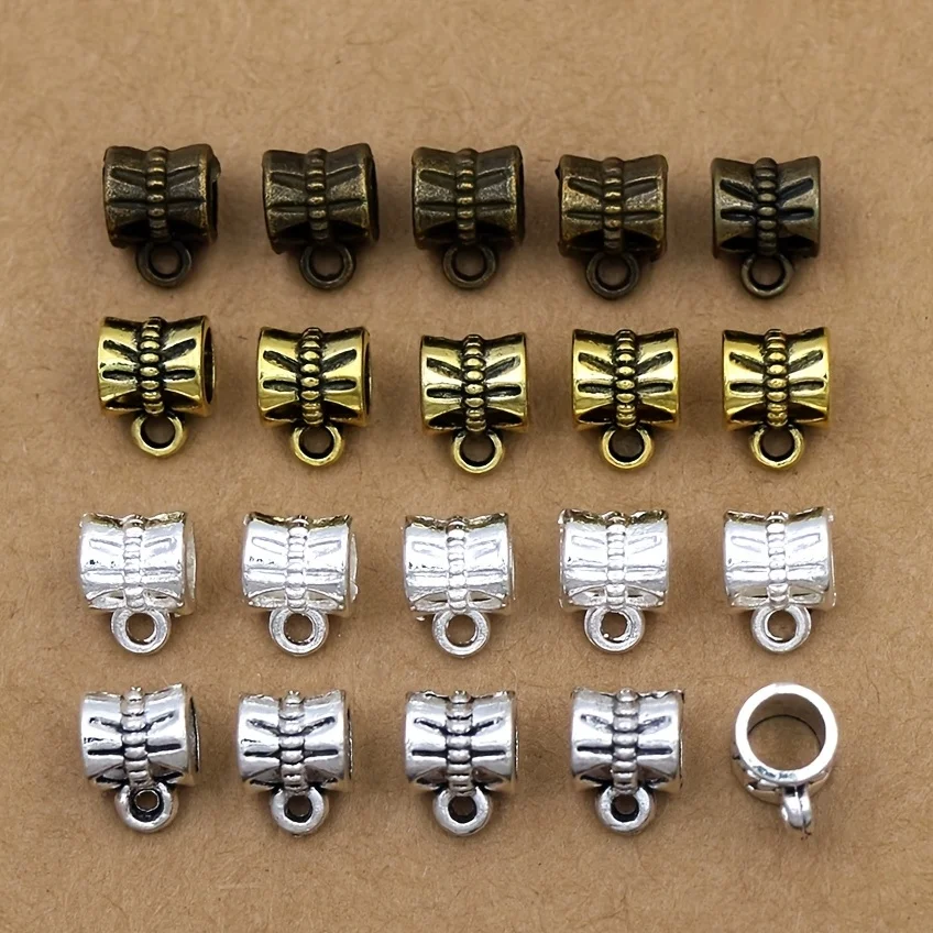 

45pcs Antique Alloy Pendant Clasp Bail Beads Loose Spacer Beads Connectors for DIY Necklace Bracelet Jewelry Making L692 4colors