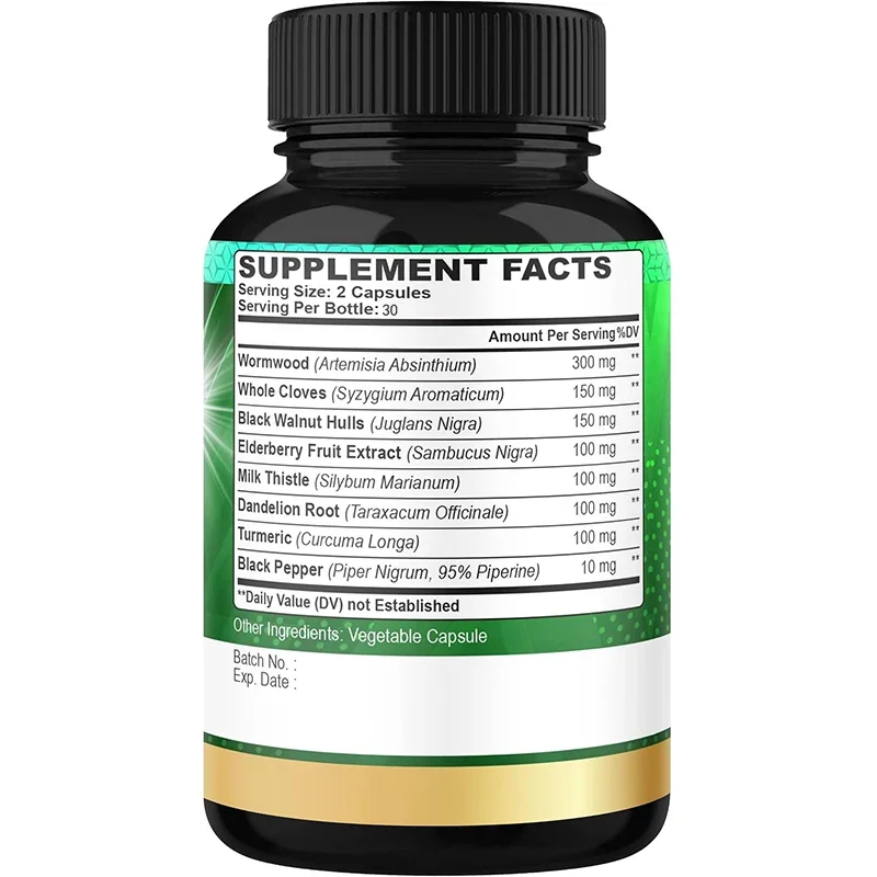 Grass Whole Petal Black Walnut, Digestive and Herbal Support, Elderberry, Milk Thistle, Non GMO Vegan -60 Capsules