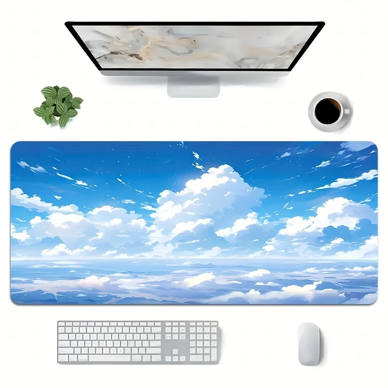 

Large Anime Style Sky and Cloud Gaming Mouse Pad Non-slip Washable Rubber Pads for Laptop Office Blue and White PC Mat Mousepad