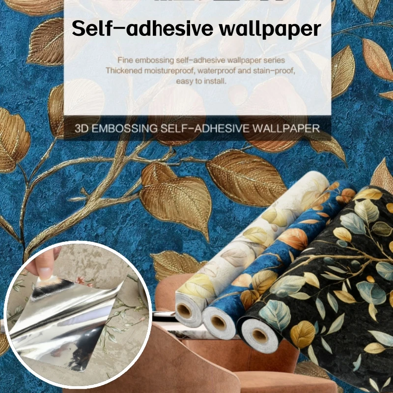 

9.5M Gold Foil Self-Adhesive Contact Paper Thickened Waterproof Peel and Stick Wallpaper for Furniture Renovation Wall Decoratio