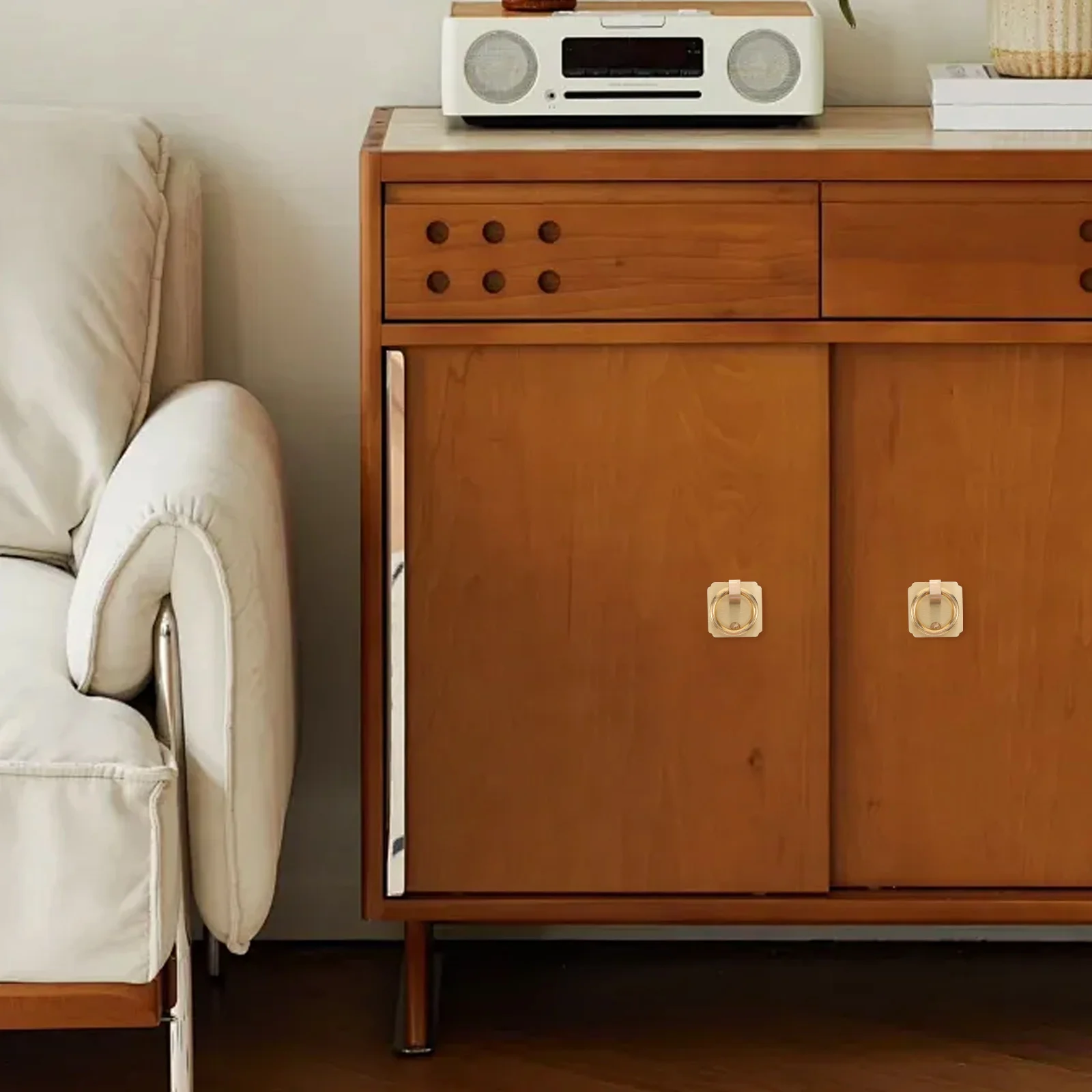 

2Pcs Brass Square Pull Handles Vintage Front Door Knocker Style Decorative Hardware for Wooden Doors Retro Style Door