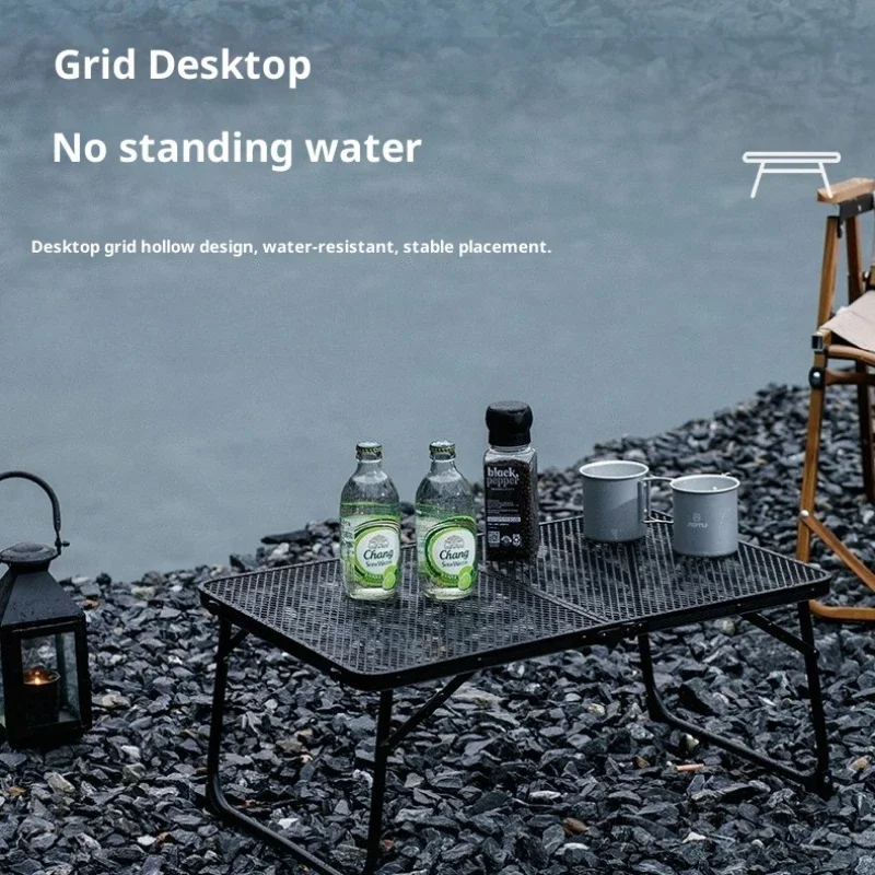 Picnic Table Outdoor Lightweight Aluminum IGT AccessoriesFolding Camping Table Portable Mesh Top Adjustable Height BBQ Market